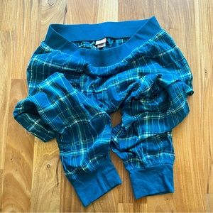 Thirdlove flannel teal plaid jogger pajama pant bottom large, like new